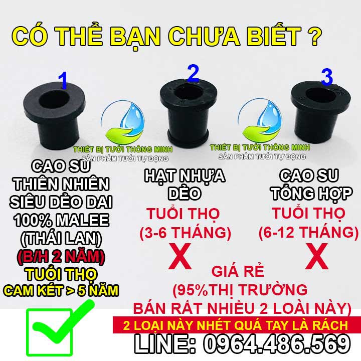 Ron cao su nối khởi thủy 6ly thành ống pvc hdpe Malee