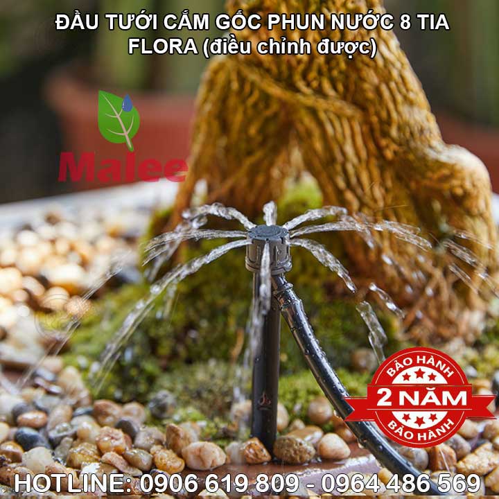 Đầu tưới cây cắm gốc 8 tia điều chỉnh được Flora