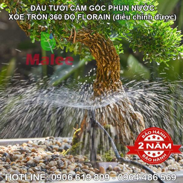 Đầu tưới cây cắm gốc phun tỏa tròn 360 độ chỉnh được Flora