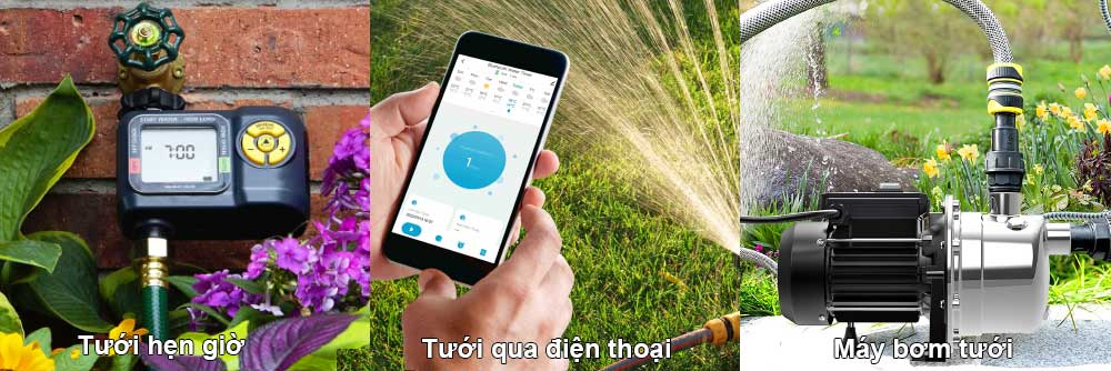 hệ thống tưới tự động hẹn giờ điều khiển từ xa máy bơm tưới cây