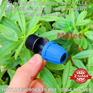 Nối ống 12mm ren ngoài 21mm Malee (Khóa siết chống bung chống sì nước)