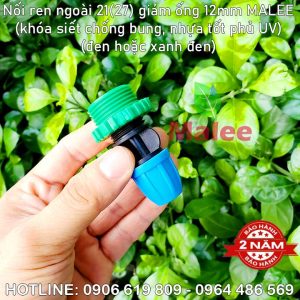 Nối ống 12mm ren ngoài 27mm Malee (Khóa siết chống bung chống sì nước)