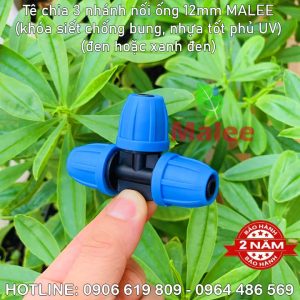 Tê ống 12mm Malee (Khóa siết chống bung chống sì nước)