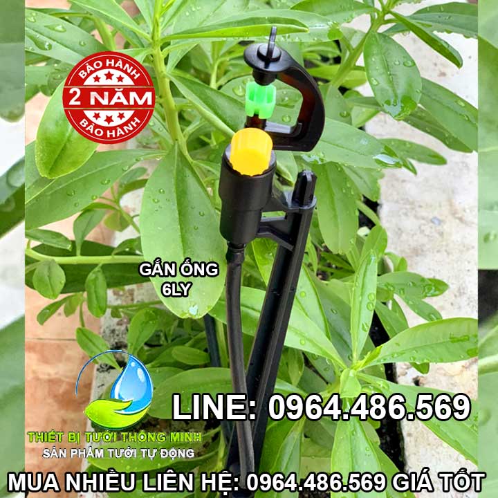 Đầu tưới phun mưa xoay 360 độ tưới cỏ, vườn rau cắm gốc Flora