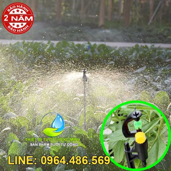 Đầu tưới phun mưa xoay 360 độ tưới cỏ, vườn rau cắm gốc Flora